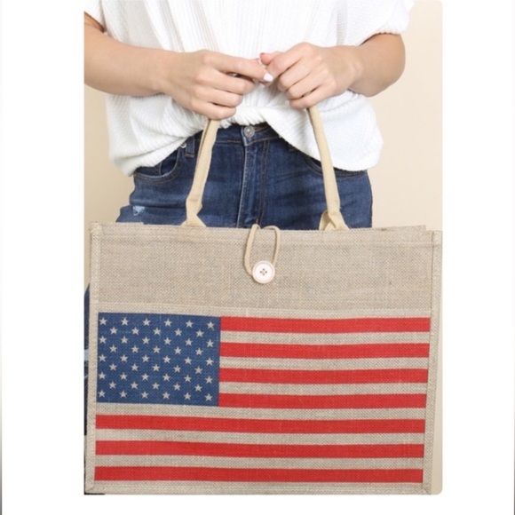 American Flag tote - bag Structured
Burlap Tote New approx 18x24x2-1/2 B… - Picture 7 of 14